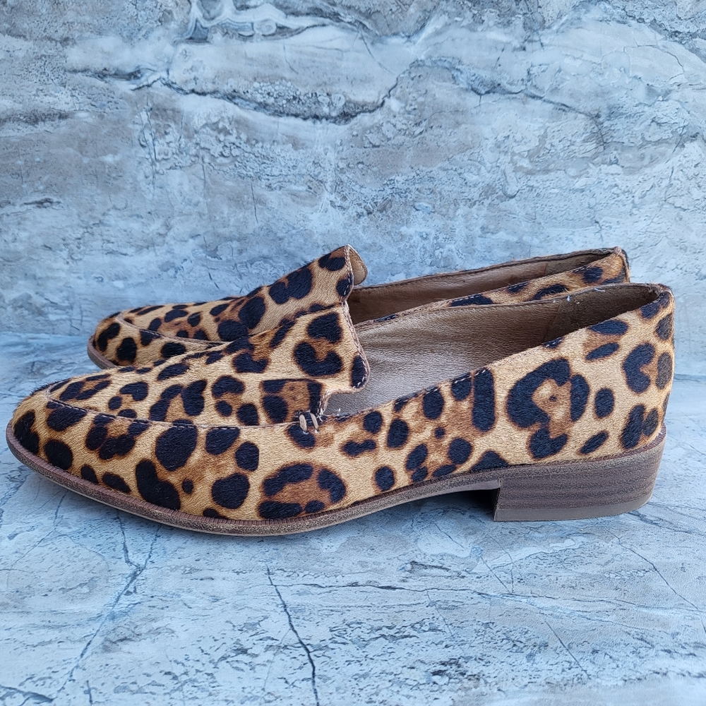 Madewell Women's 8.5 Frances Leopard Calf Hair Skimmer Loafers Flats Shoes